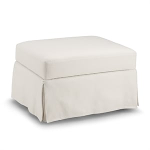 Harper Storage Ottoman with Tray and Slipcover - Ivory Basketweave Fabric
