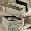 Harper Storage Ottoman with Tray and Slipcover - Sand Basketweave Fabric