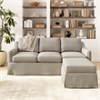 Harper 80W Sofa and Storage Ottoman with Slipcovers - Sand Basketweave Fabric