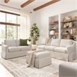 Harper 80W Sofa with 57W Loveseat and Ottoman with Slipcovers - Ivory Fabric