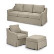 Harper 80W Sofa with Swivel Chair and Ottoman with Slipcovers - Sand Fabric