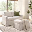 Harper 57W Loveseat & Storage Ottoman with Slipcovers - Ivory Basketweave Fabric