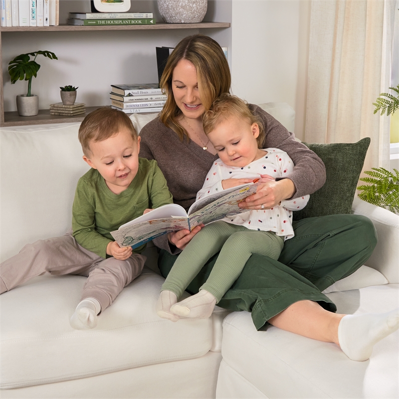 Harper 57W Loveseat & Storage Ottoman with Slipcovers - Ivory Basketweave Fabric