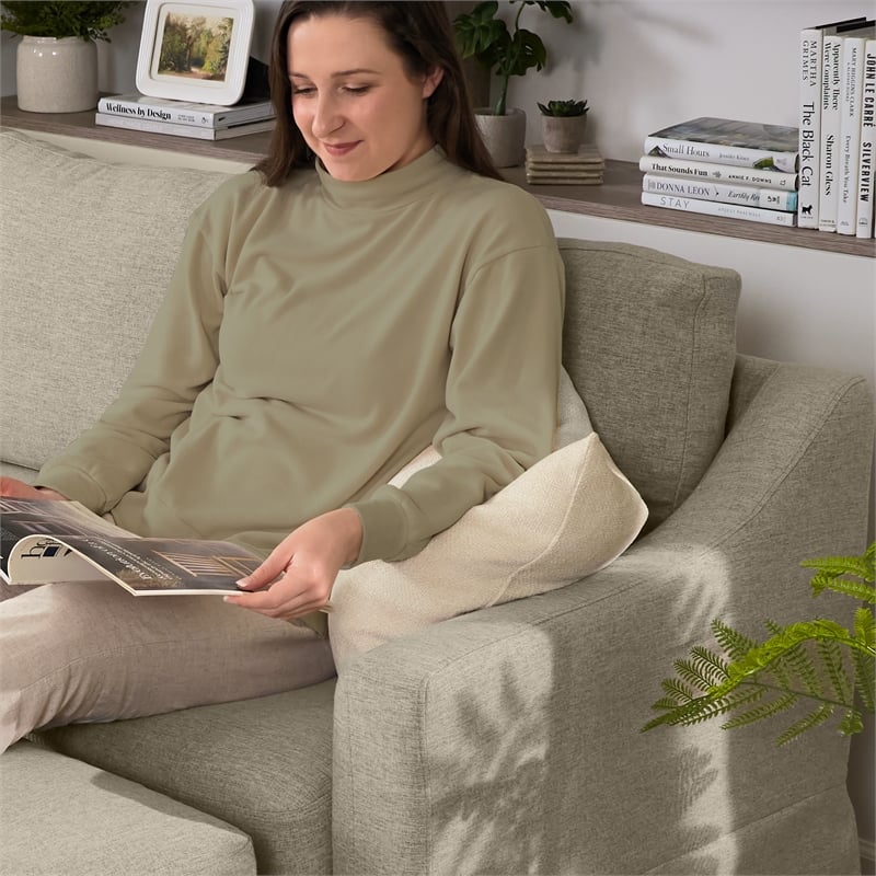 Harper 57W Loveseat & Storage Ottoman with Slipcovers - Sand Basketweave Fabric