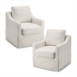 Harper Swivel Accent Chairs with Slipcovers-Set of 2 - Ivory Basketweave Fabric