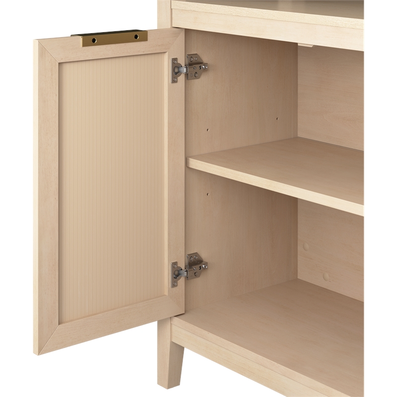 Bush Home Camille Fluted 5 Shelf Bookcase with Doors in Natural Birch