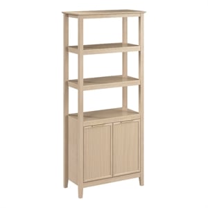 Bush Home Camille Fluted 5 Shelf Bookcase with Doors in Natural Birch