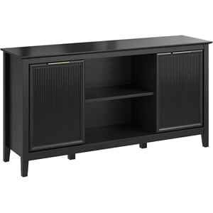 Bush Home Camille 58W Fluted TV Stand with Storage in Onyx Birch