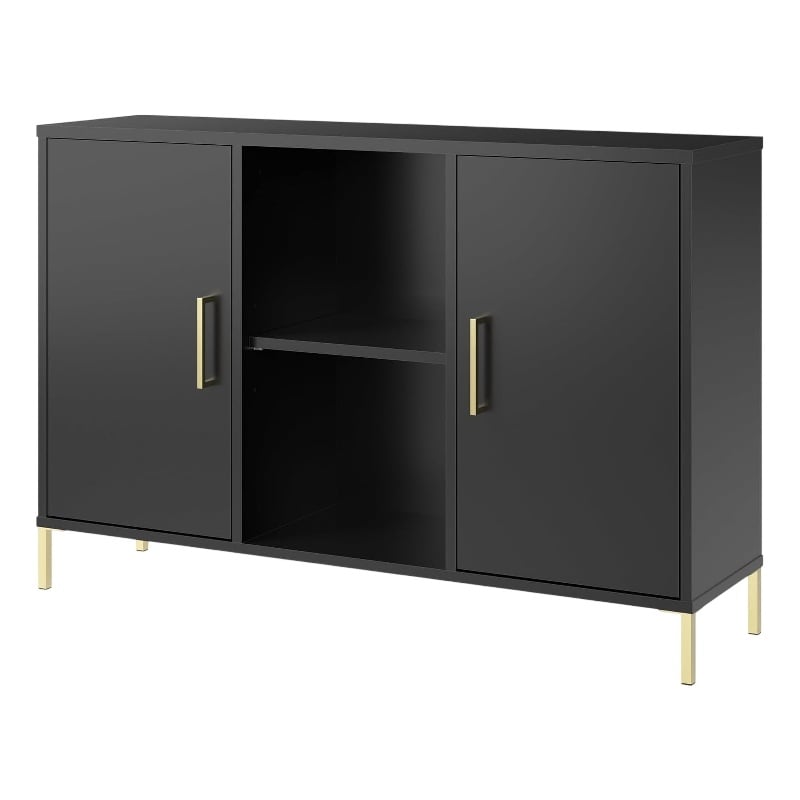 Bush Home Essence Accent Cabinet with Doors in Black Stipple