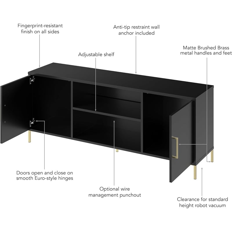 Bush Home Essence 58W TV Stand in Black Stipple