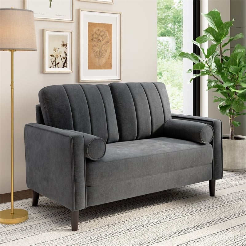 Bush Home Max 54W Loveseat in Iron Gray Chenille Fabric