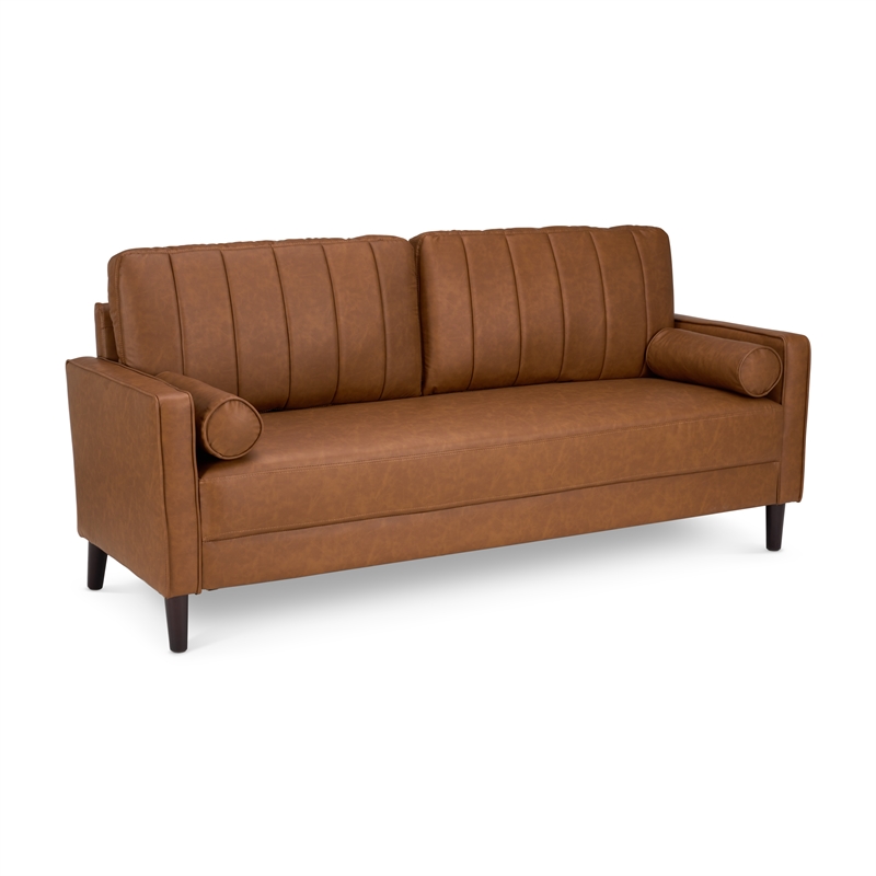Bush Home Max 77W Sofa in Buffed Camel Vegan Leather