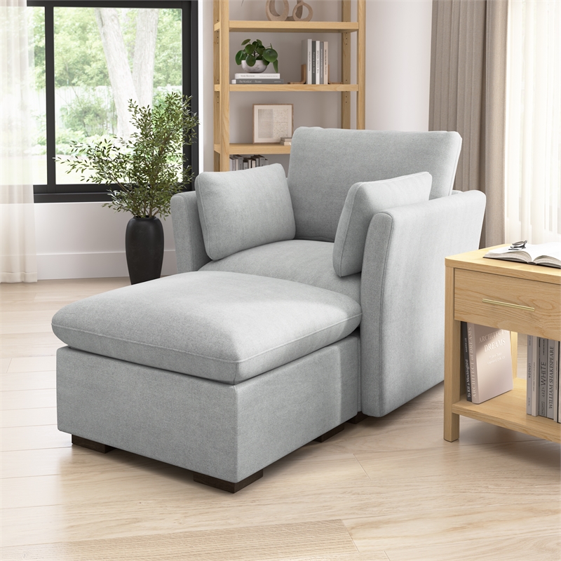Bush Home Sienna Modular Arm Set with Pillows - Arms Only, Seating Sold Separately in Dove Gray Woven Fabric
