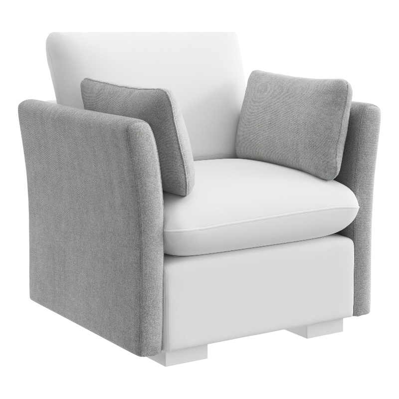 Bush Home Sienna Modular Arm Set with Pillows - Arms Only, Seating Sold Separately in Dove Gray Woven Fabric
