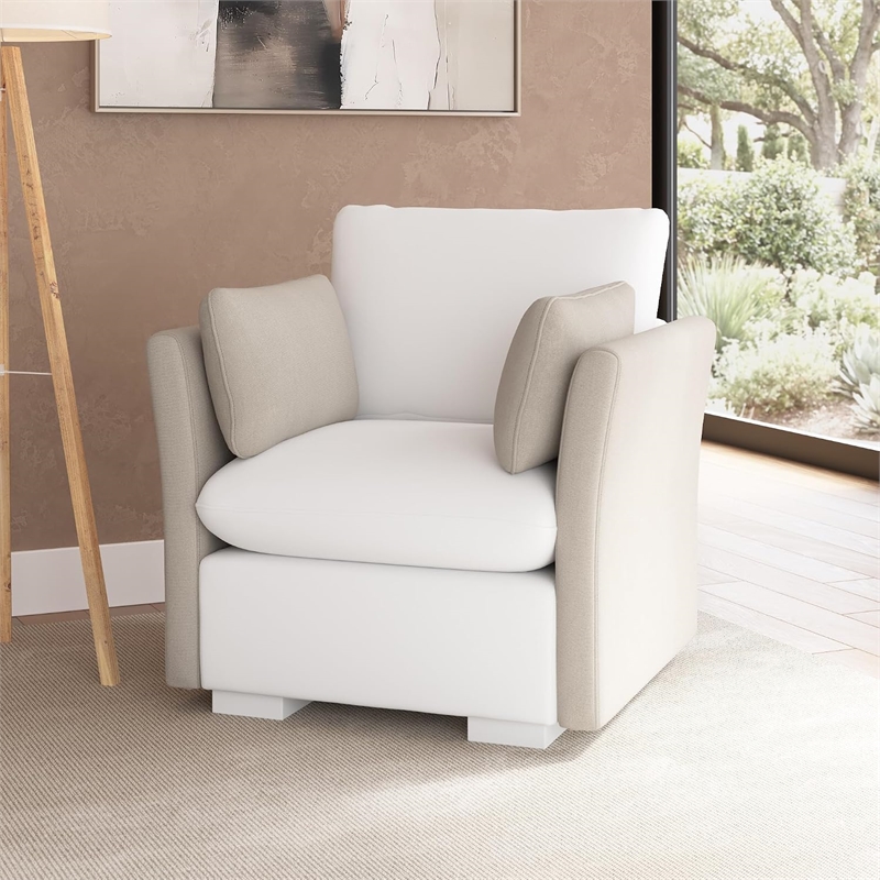 Bush Home Sienna Modular Arm Set with Pillows Arms Only Seating Sold Separately in Mist Taupe Woven Fabric