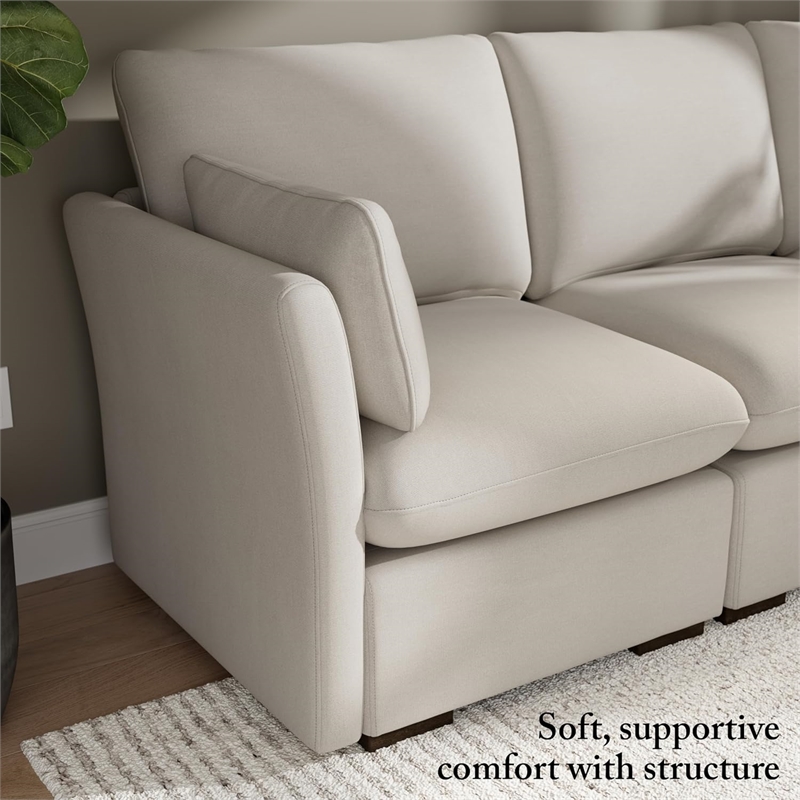 Bush Home Sienna Modular Arm Set with Pillows Arms Only Seating Sold Separately in Mist Taupe Woven Fabric