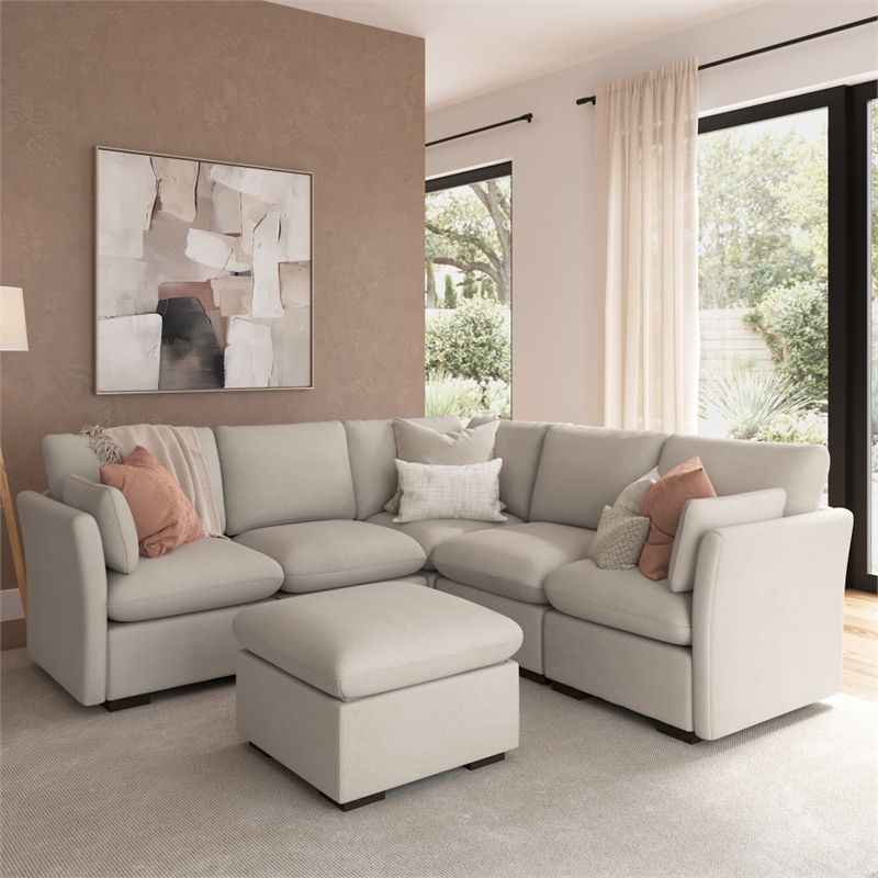 Bush Home Sienna Modular Corner Wedge in Mist Taupe Woven Fabric
