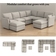 Bush Home Sienna Modular Corner Wedge in Mist Taupe Woven Fabric