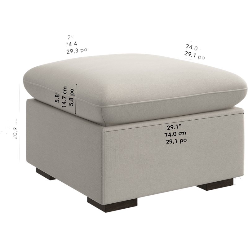 Bush Home Sienna Modular Storage Ottoman in Mist Taupe Woven Fabric