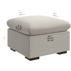Bush Home Sienna Modular Storage Ottoman in Mist Taupe Woven Fabric