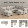Bush Home Sienna Modular Storage Ottoman in Mist Taupe Woven Fabric