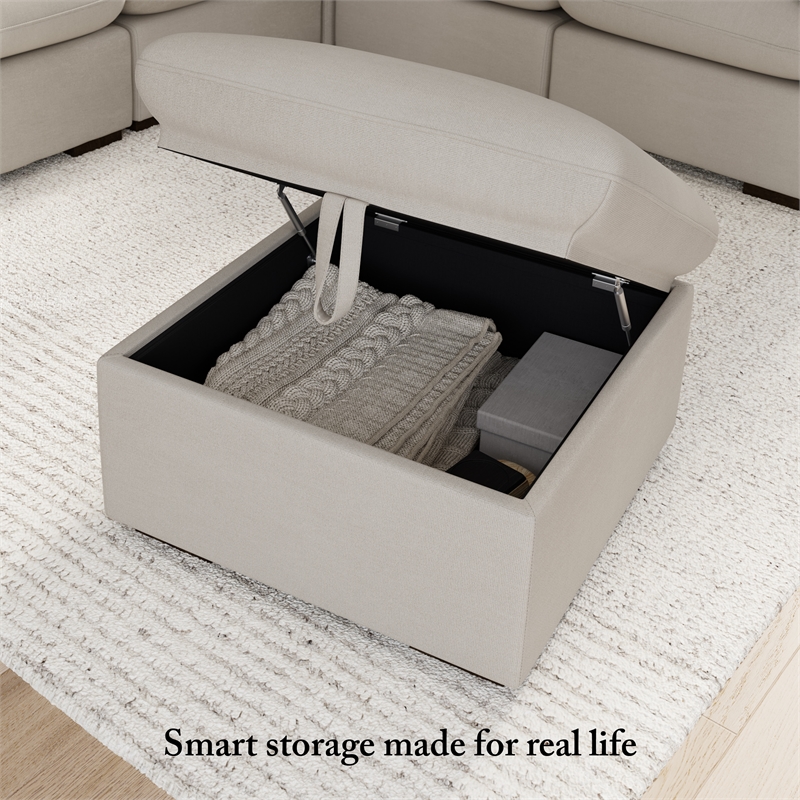 Bush Home Sienna Modular Storage Ottoman in Mist Taupe Woven Fabric