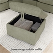 Bush Home Sienna Modular Storage Ottoman in Soft Green Woven Fabric