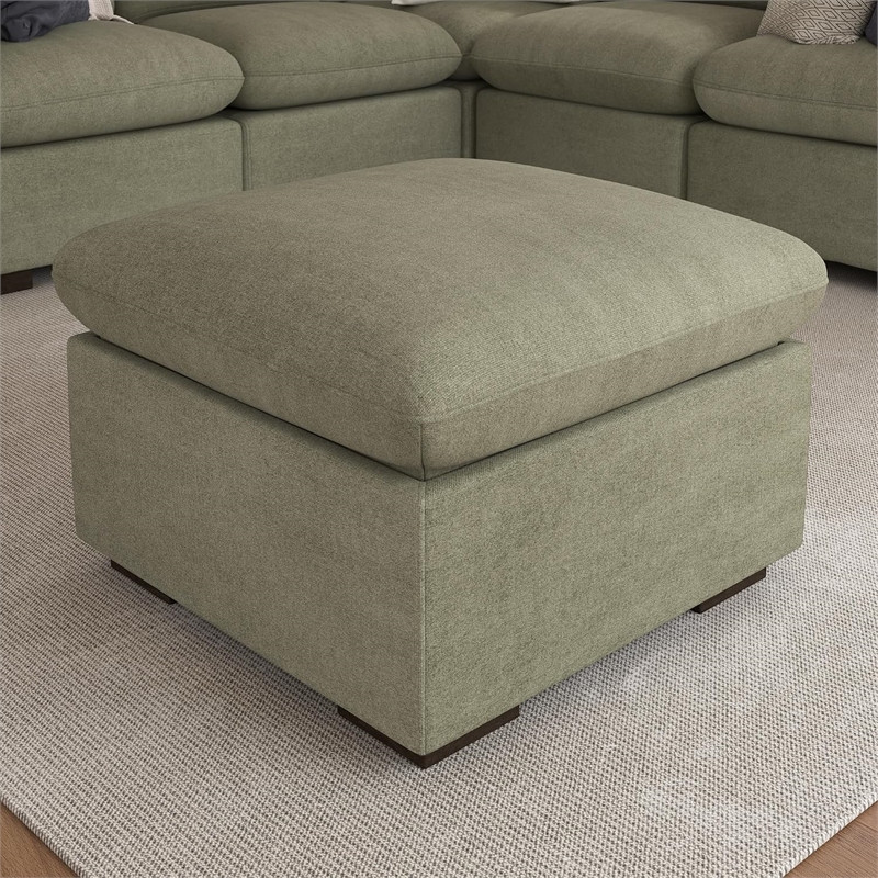Bush Home Sienna Modular Storage Ottoman in Soft Green Woven Fabric