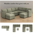Bush Home Sienna Modular Storage Ottoman in Soft Green Woven Fabric