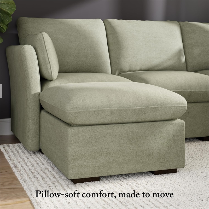 Bush Home Sienna Modular Storage Ottoman in Soft Green Woven Fabric