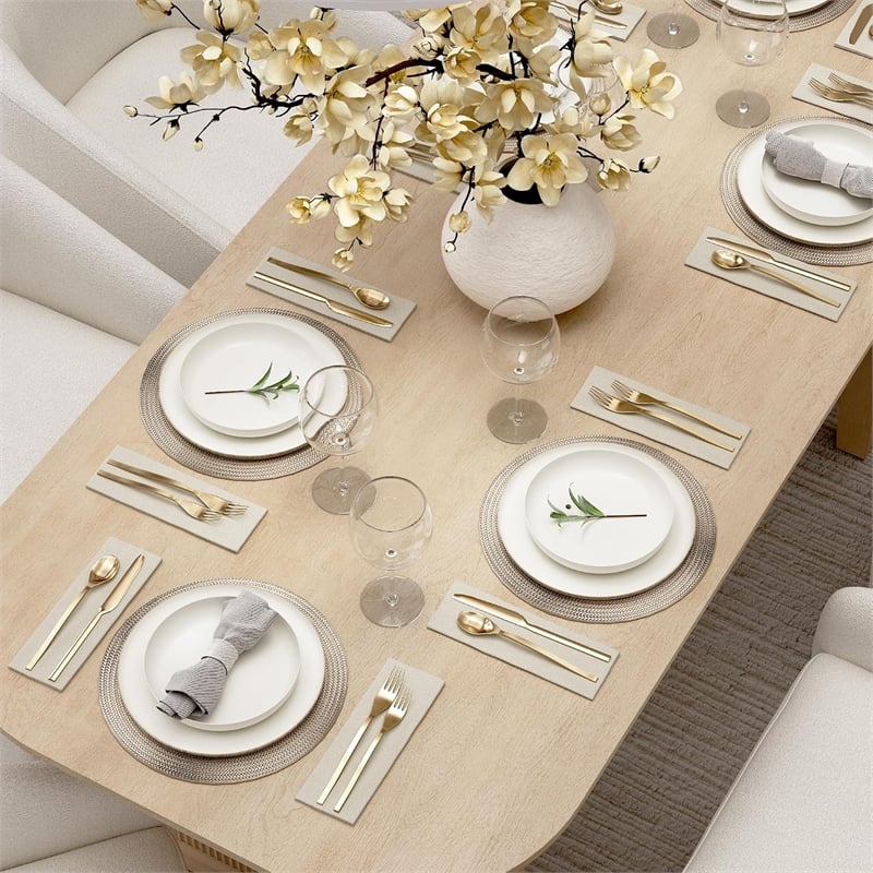 Bush Home Camille 71W Fluted Base Dining Table in Natural Birch