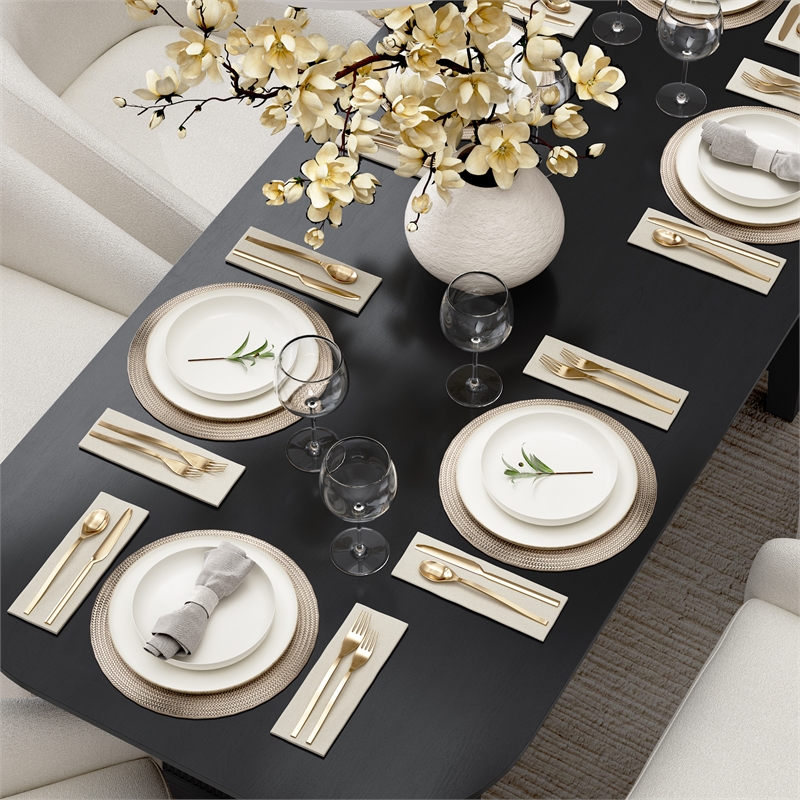 Bush Home Camille 71W Fluted Base Dining Table in Onyx Birch