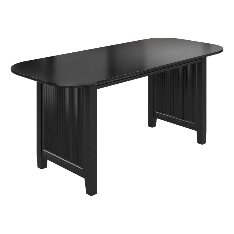 Bush Home Camille 71W Fluted Base Dining Table in Onyx Birch