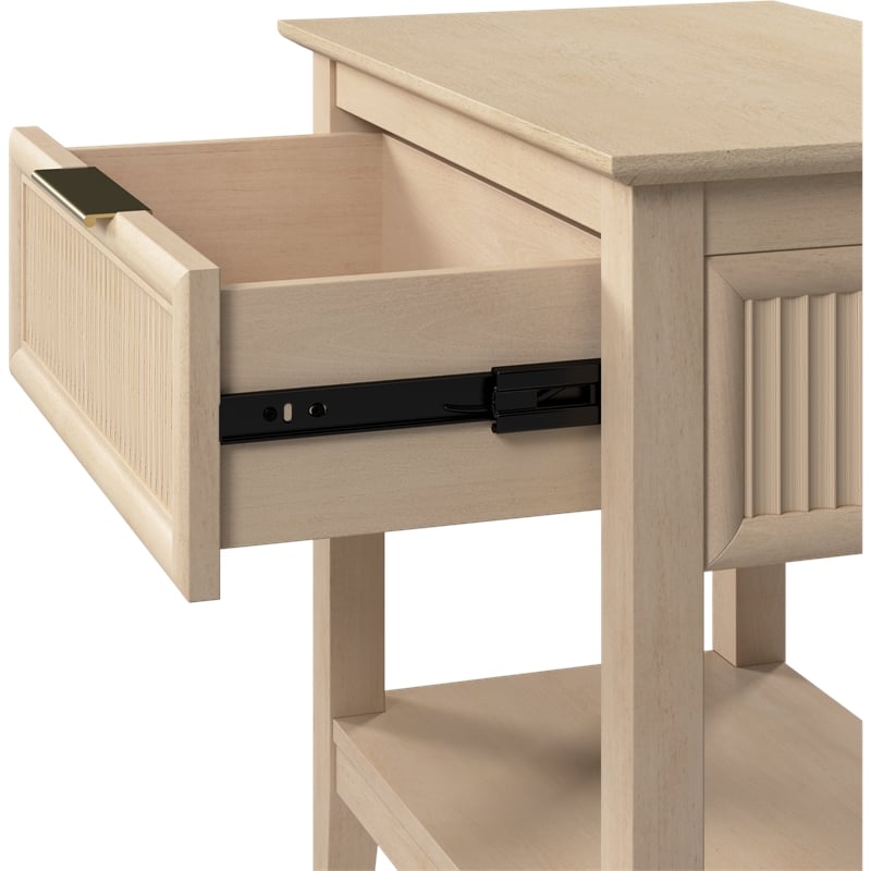 Bush Home Camille Fluted End Table with Drawer in Natural Birch