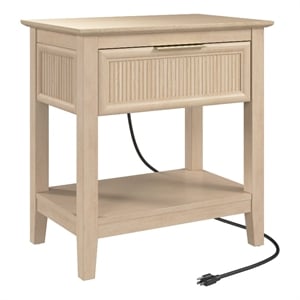 Bush Home Camille Fluted End Table with Drawer in Natural Birch
