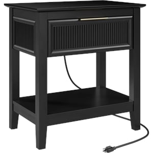 Bush Home Camille Fluted End Table with Drawer in Onyx Birch