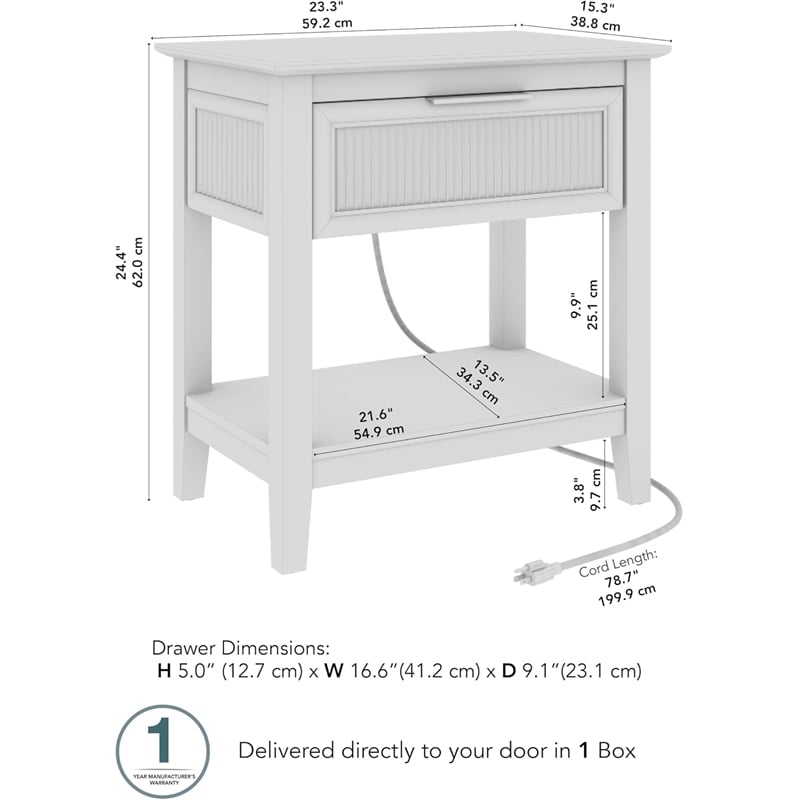 Bush Home Camille Fluted End Table with Drawer in Onyx Birch