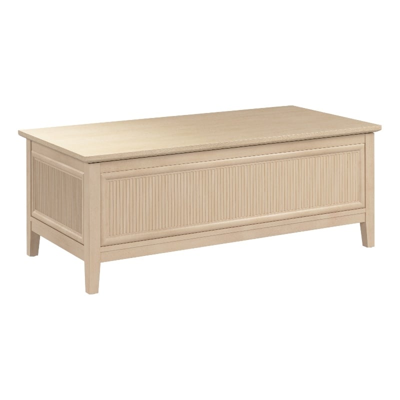 Bush Home Camille 47W Fluted Lift Top Coffee Table with Storage in Natural Birch