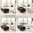 Bush Home Camille 47W Fluted Lift Top Coffee Table with Storage in Onyx Birch