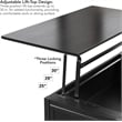Bush Home Camille 47W Fluted Lift Top Coffee Table with Storage in Onyx Birch