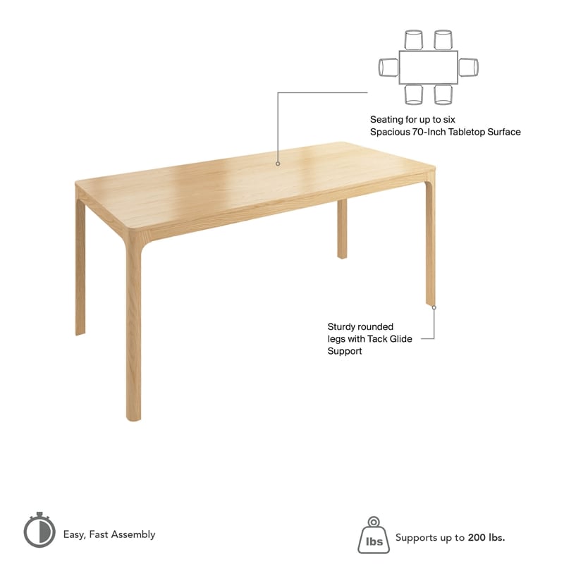 Bush Home Vera 70W Dining Table in Natural White Oak