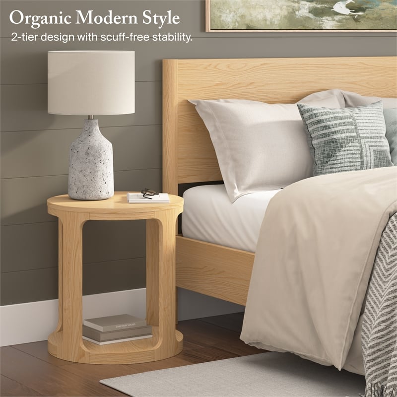 Bush Home Vera Round End Table in Natural White Oak