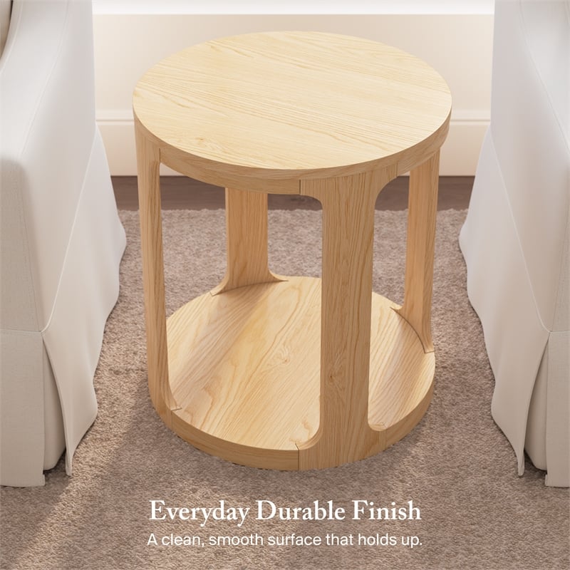 Bush Home Vera Round End Table in Natural White Oak