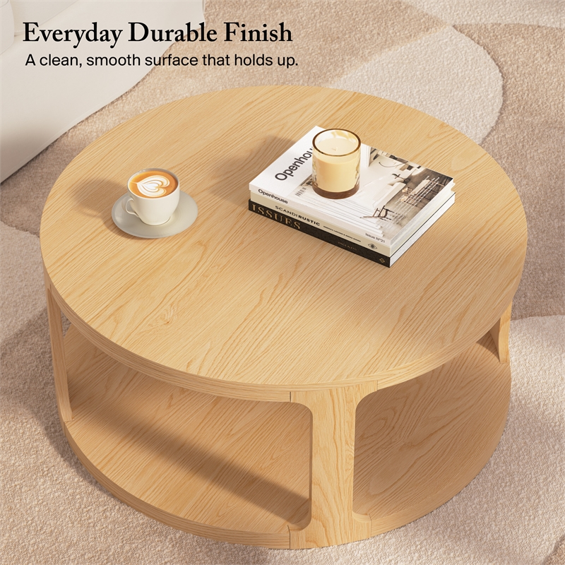 Bush Home Vera Round Coffee Table in Natural White Oak