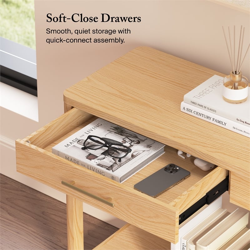 Bush Home Vera Console Table in Natural White Oak