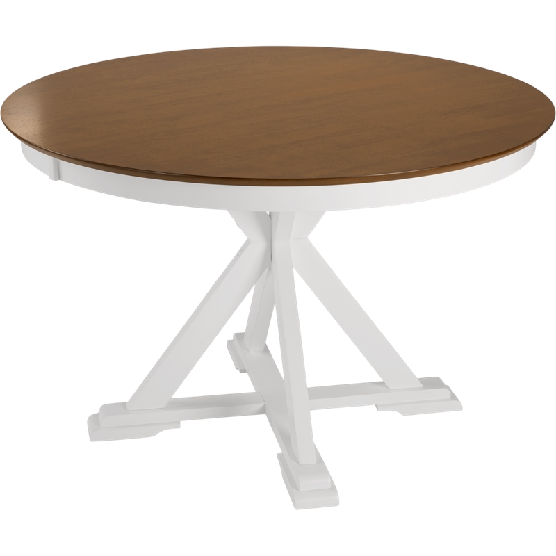 Bush Home West End 45W Round Trestle Dining Table in Burnished Brown & Black