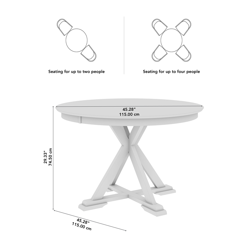 Bush Home West End 45W Round Trestle Dining Table in Burnished Brown & Black