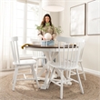 Bush Home West End 45W Round Trestle Dining Table in Burnished Brown & White