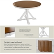 Bush Home West End 45W Round Trestle Dining Table in Burnished Brown & White