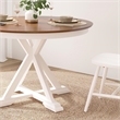 Bush Home West End 45W Round Trestle Dining Table in Burnished Brown & White